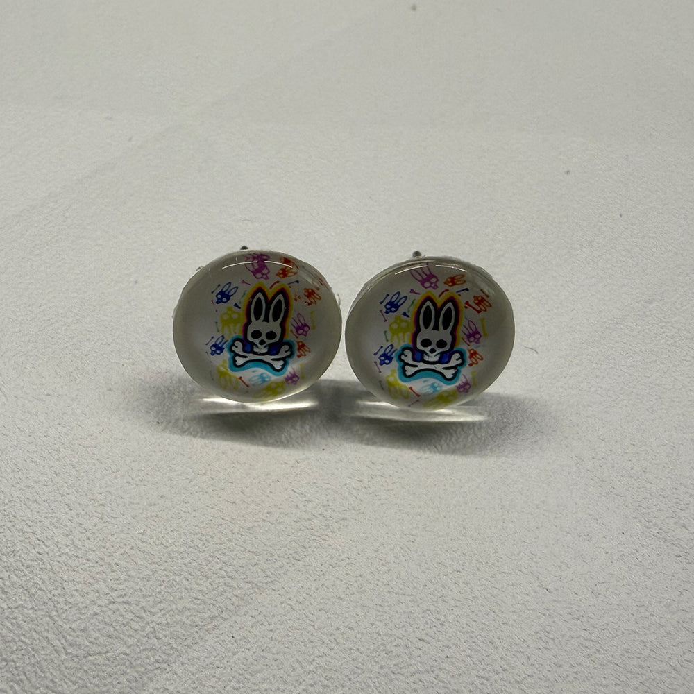 Ohrringe in 12 mm weiß mit kleinem Hasen - Jackelina