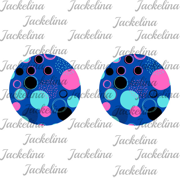 Ohrringe blau mit Punkten in hellblau, schwarz und pink