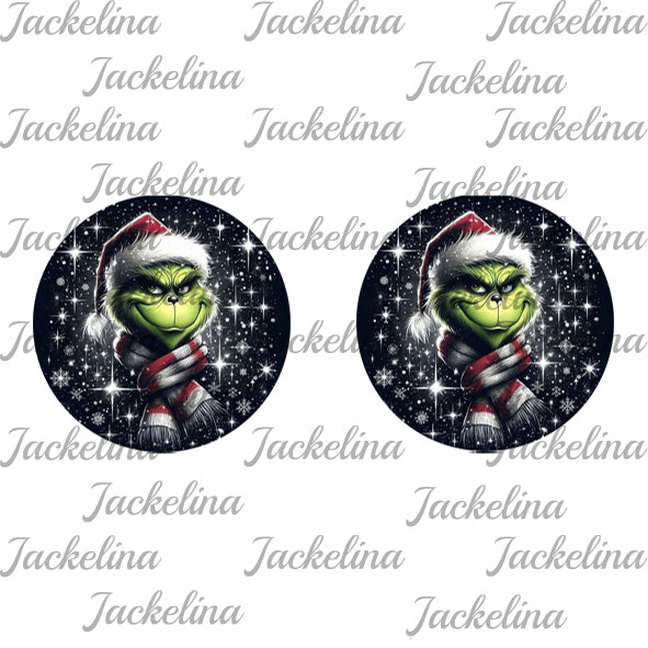 Ohrringe dunkelblau mit Sternen und grünem Weihnachtsmonster