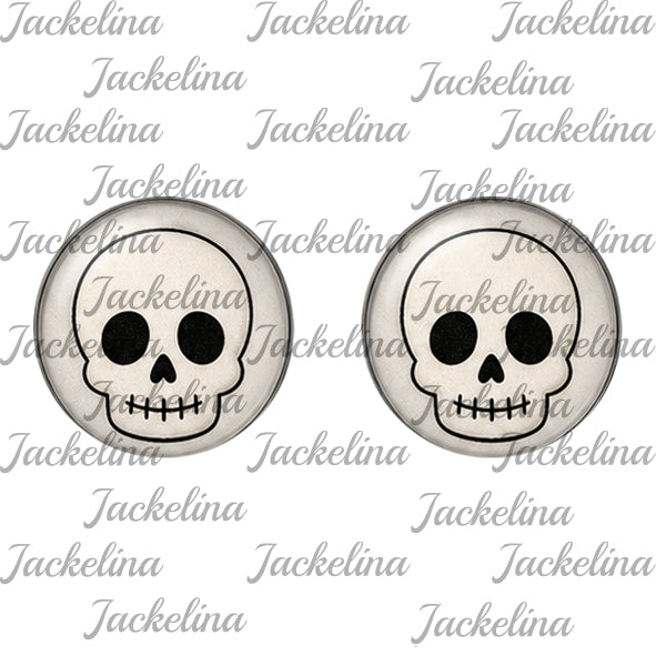 Ohrringe grau mit Totenkopf