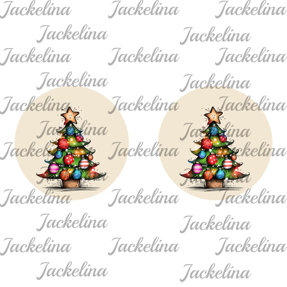 Ohrringe beige mit Weihnachtsbaum