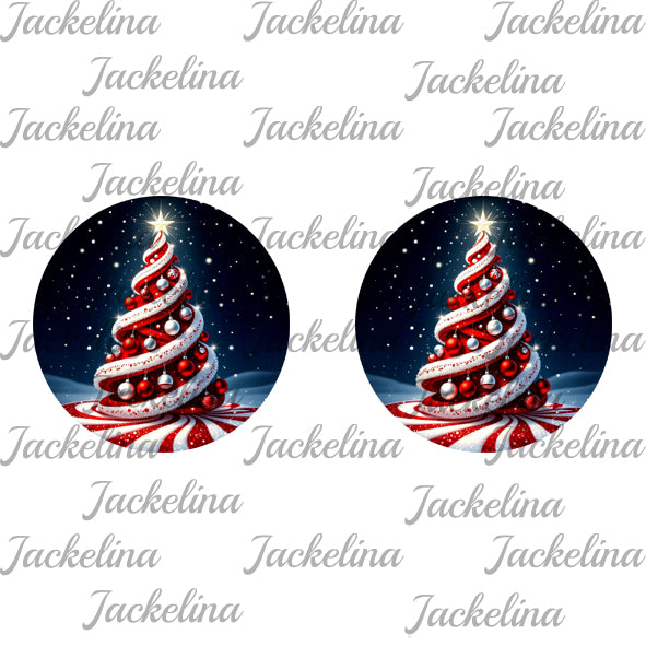 Ohrringe dunkelblau mit rot weißem Weihnachtsbaum