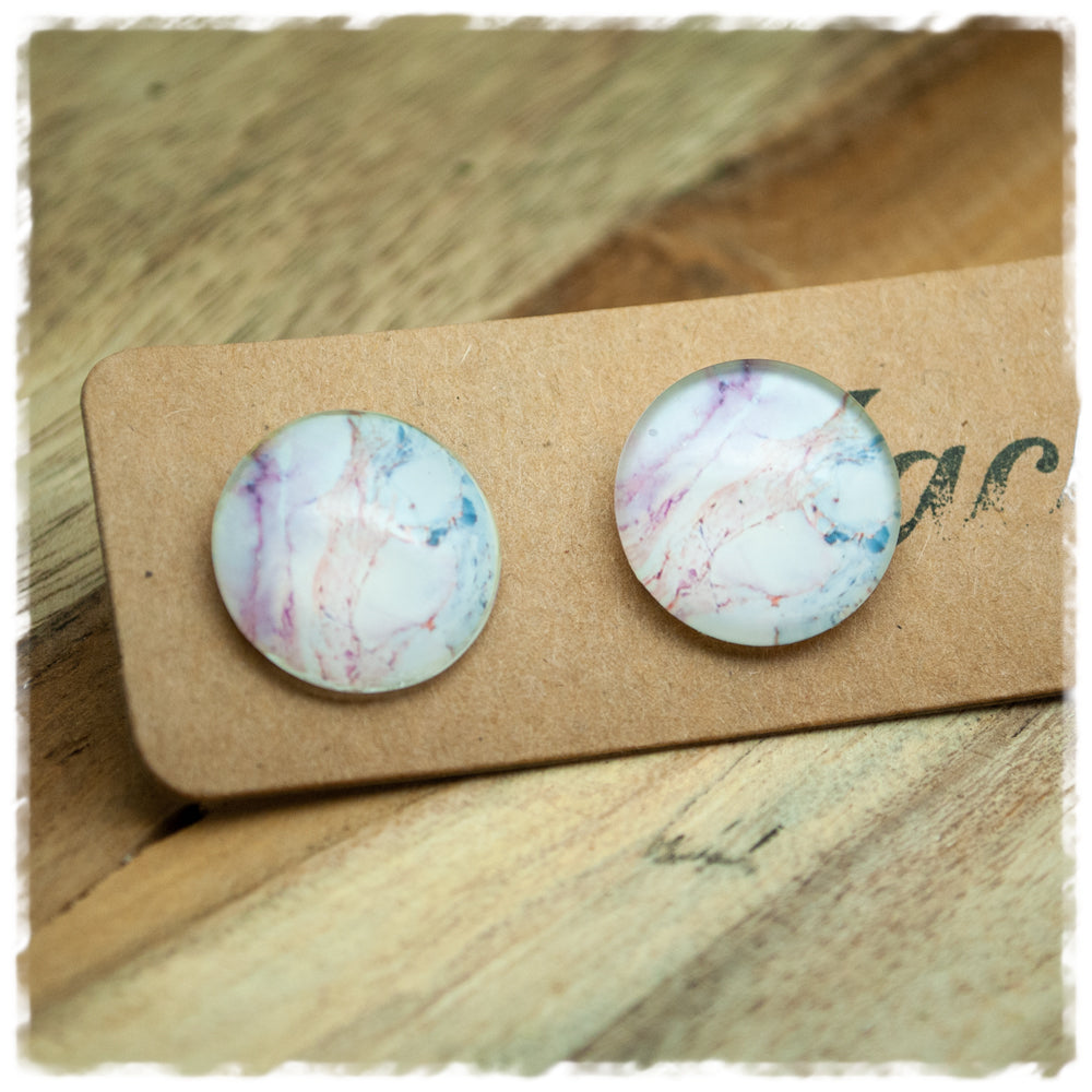 Ohrringe in 18 mm mit pastellfarbenem Marmormuster
