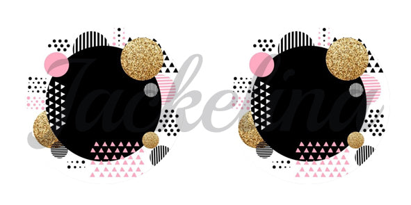Ohrringe weiß mit Kreisen in schwarz, rosa und golden - Jackelina