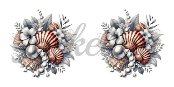 Ohrringe weiß mit Blüten und Muscheln - Jackelina