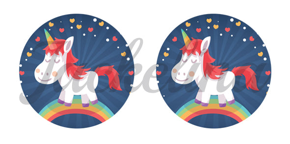 Ohrringe blau mit Regenbogen und Einhorn - Jackelina