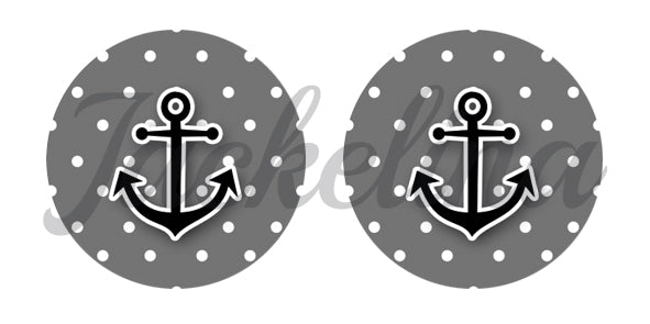 Ohrringe grau mit weißen Punkten und Anker - Jackelina