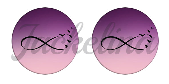 Ohrringe violett mit Infinity und Vögeln - Jackelina