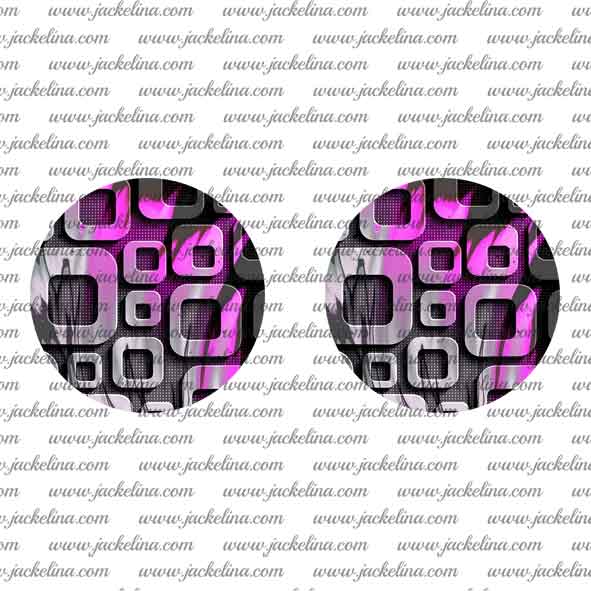 Ohrringe dunkelgrau mit Muster in grau und pink