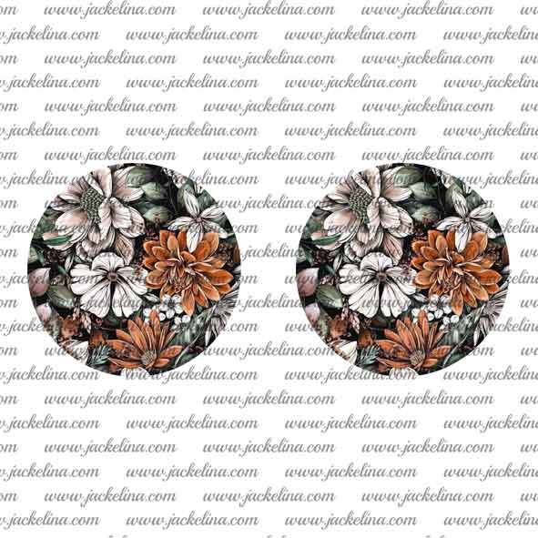 Ohrringe schwarz mit Blüten in hellgrau und orange