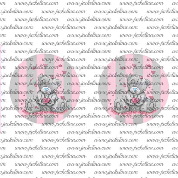 Ohrringe rosa grau gestreift mit Teddybär (EOL)