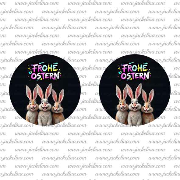 Ohrringe schwarz mit drei Hasen und FROHE OSTERN