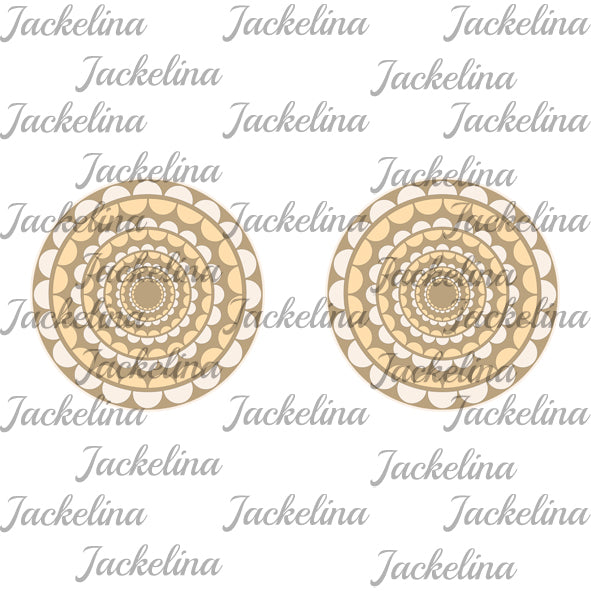 Ohrringe beige hellbraunes Kreismuster