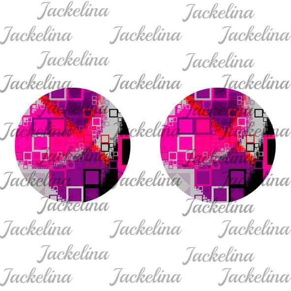 Ohrringe pink - lila- grau gemustert