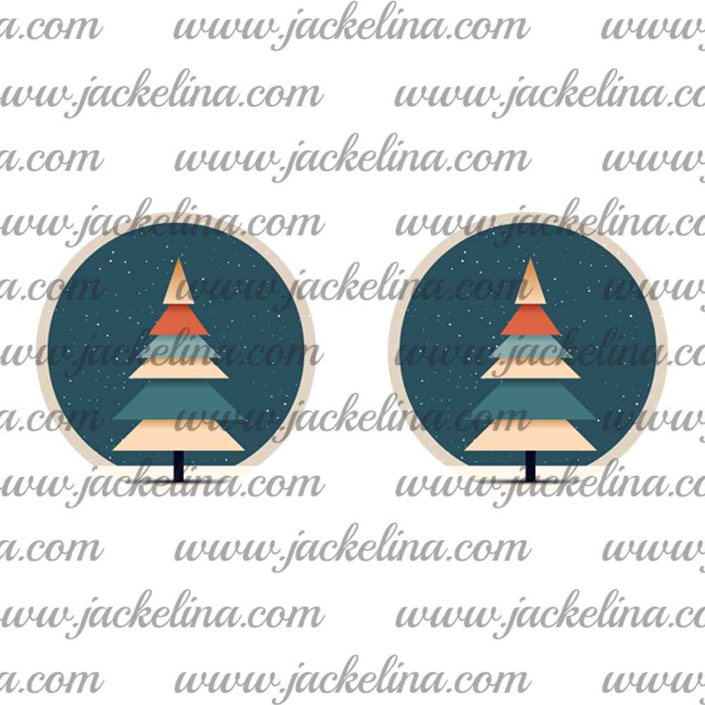 Ohrringe petrol mit mehrfarbigem Tannenbaum