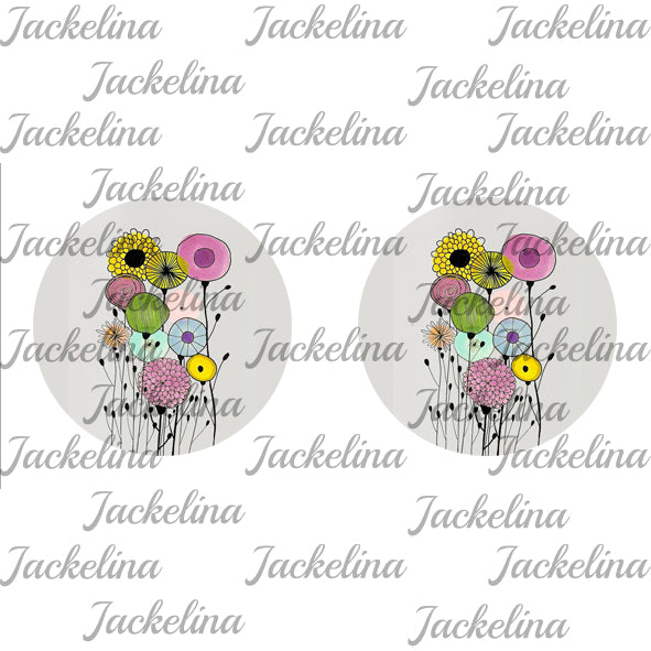 Ohrringe grau mit bunten Blumen