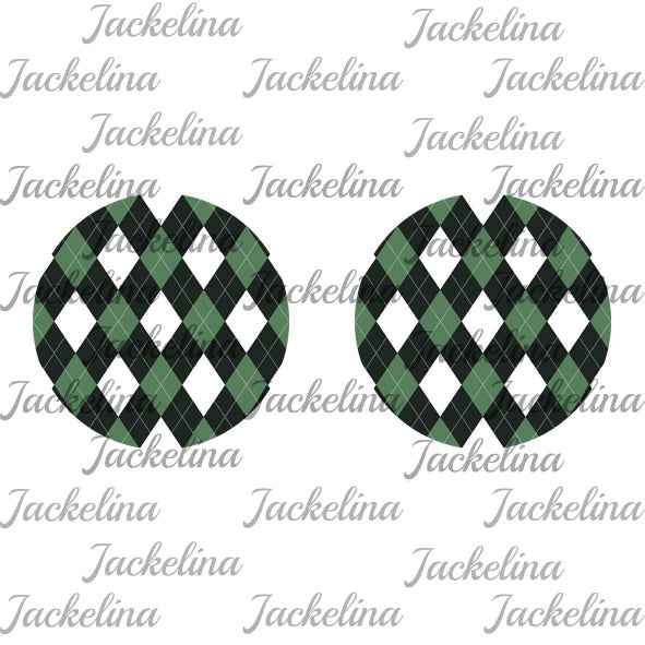 Ohrringe mit Rautenmuster in grün, schwarz und weiß