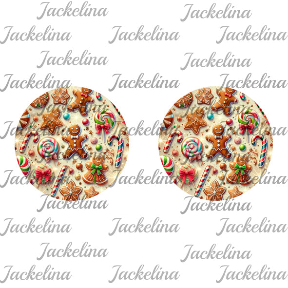 Ohrringe beige mit Lebkuchenfiguren und Zuckerstangen