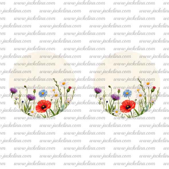 Ohrringe weiß mit Maus und bunten Blüten