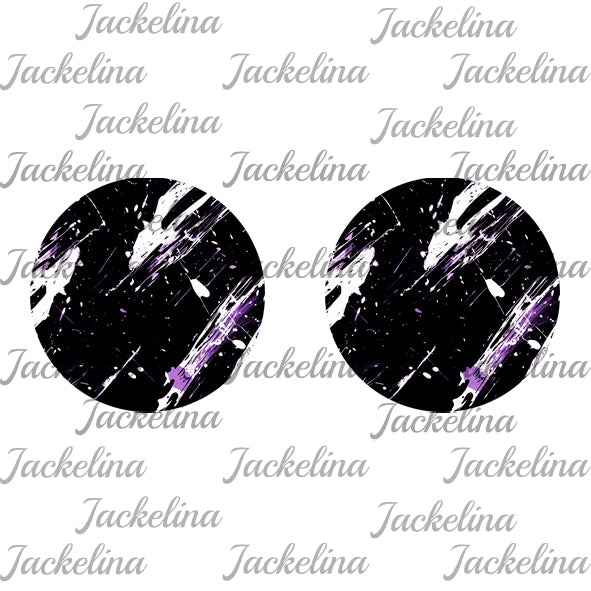 Ohrringe schwarz mit Flecken in weiß und lila