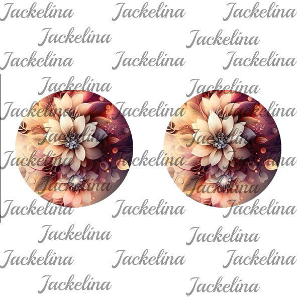 Ohrringe hellbraun dunkelpink mit beiger Blume