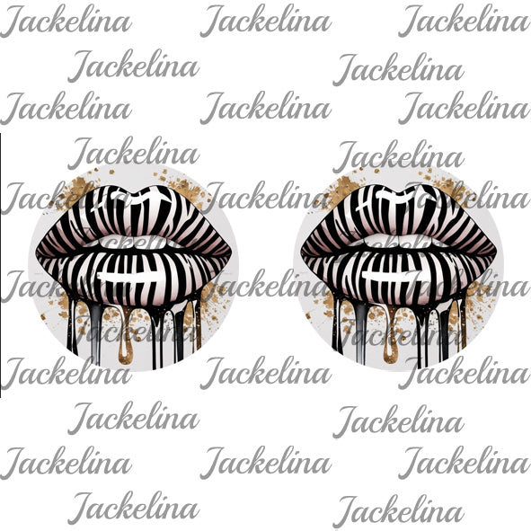 Ohrringe grau mit schwarz - weißen Lippen