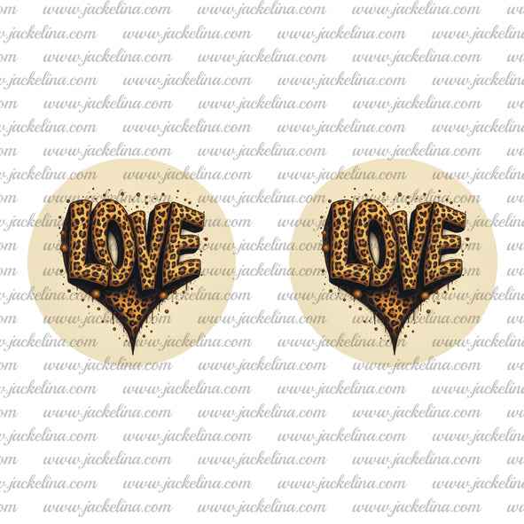 Ohrringe beige mit LOVE im Leoprintmuster