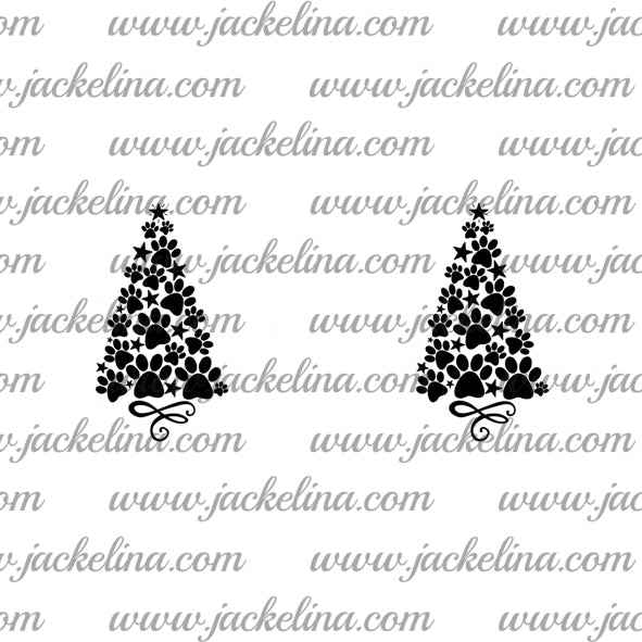 Ohrringe weiß mit Hundepfotenweihnachtsbaum