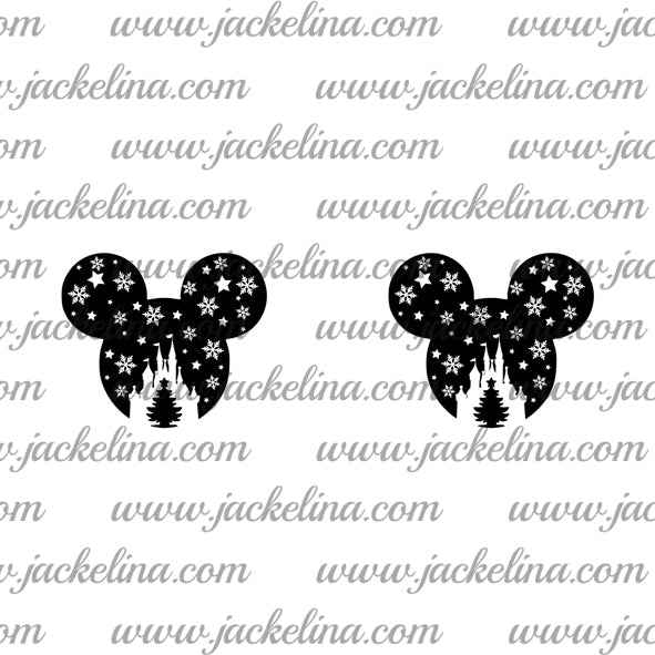 Ohrringe weiß mit Maus, Schneeflocken und Schloß