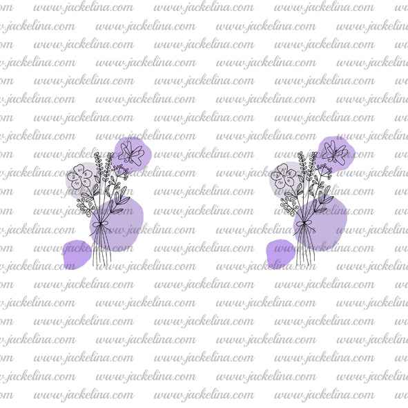 Ohrringe weiß mit lila Tupfen und gezeichneten Blumen