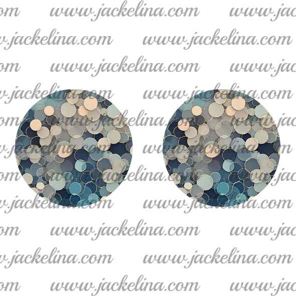 Ohrringe mit Paillettenmuster in blau und beige