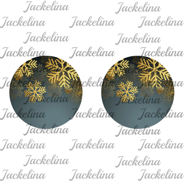 Ohrringe grau mit goldenen Schneeflocken