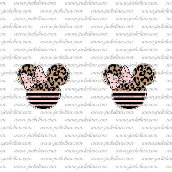 Ohrringe Maus mit rosa Schleife, Leoprint und Streifen