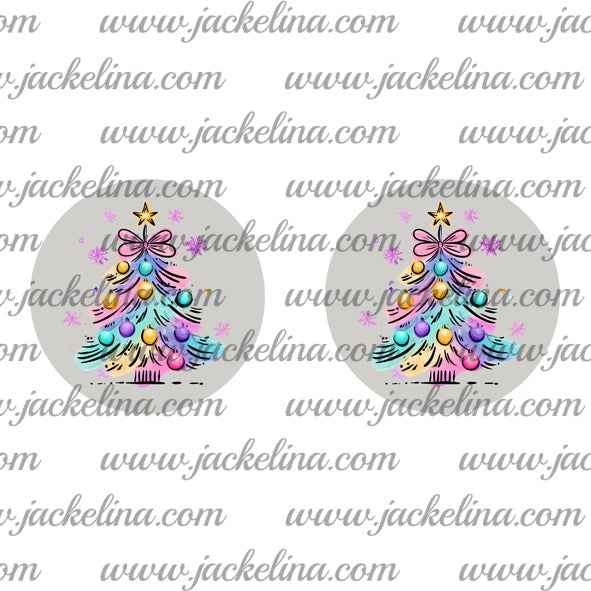 Ohrringe hellgrau mit pastellfarbenen Weihnachtsbaum