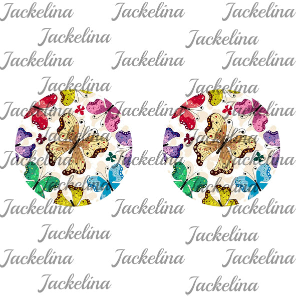 Ohrringe weiß mit bunten Schmetterlingen