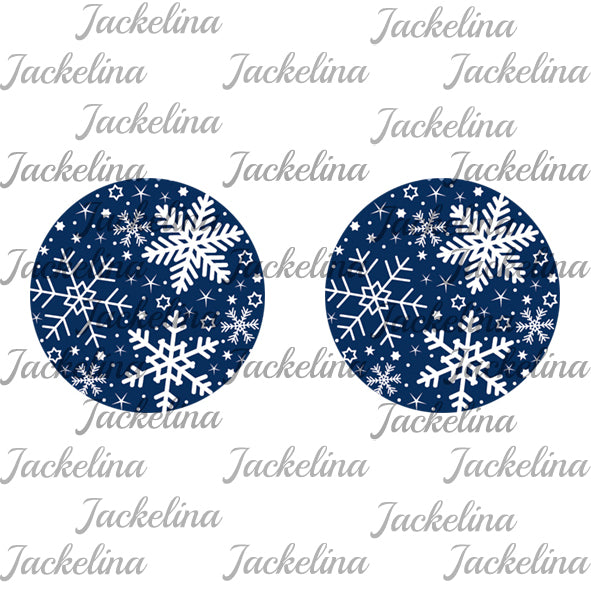 Ohrringe blau mit weißen Schneeflocken