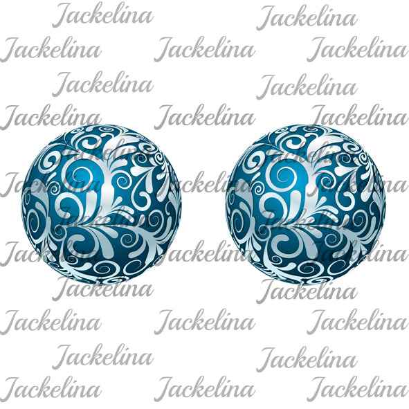 Ohrringe blau mit weißen Ornamenten