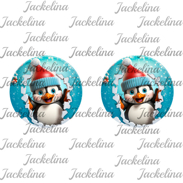 Ohrringe kleiner Pinguin mit rot blauer Mütze