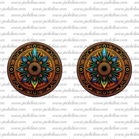 Ohrringe Mandala in braun und blau