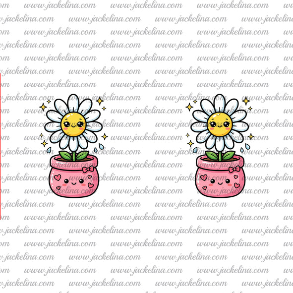 Ohrringe weiß mit weißer Blume und rosa Topf