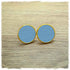 Lederohrringe hellblau mit Fassung in gold