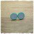 Lederohrringe 14mm graublau mit Fassung in türkis