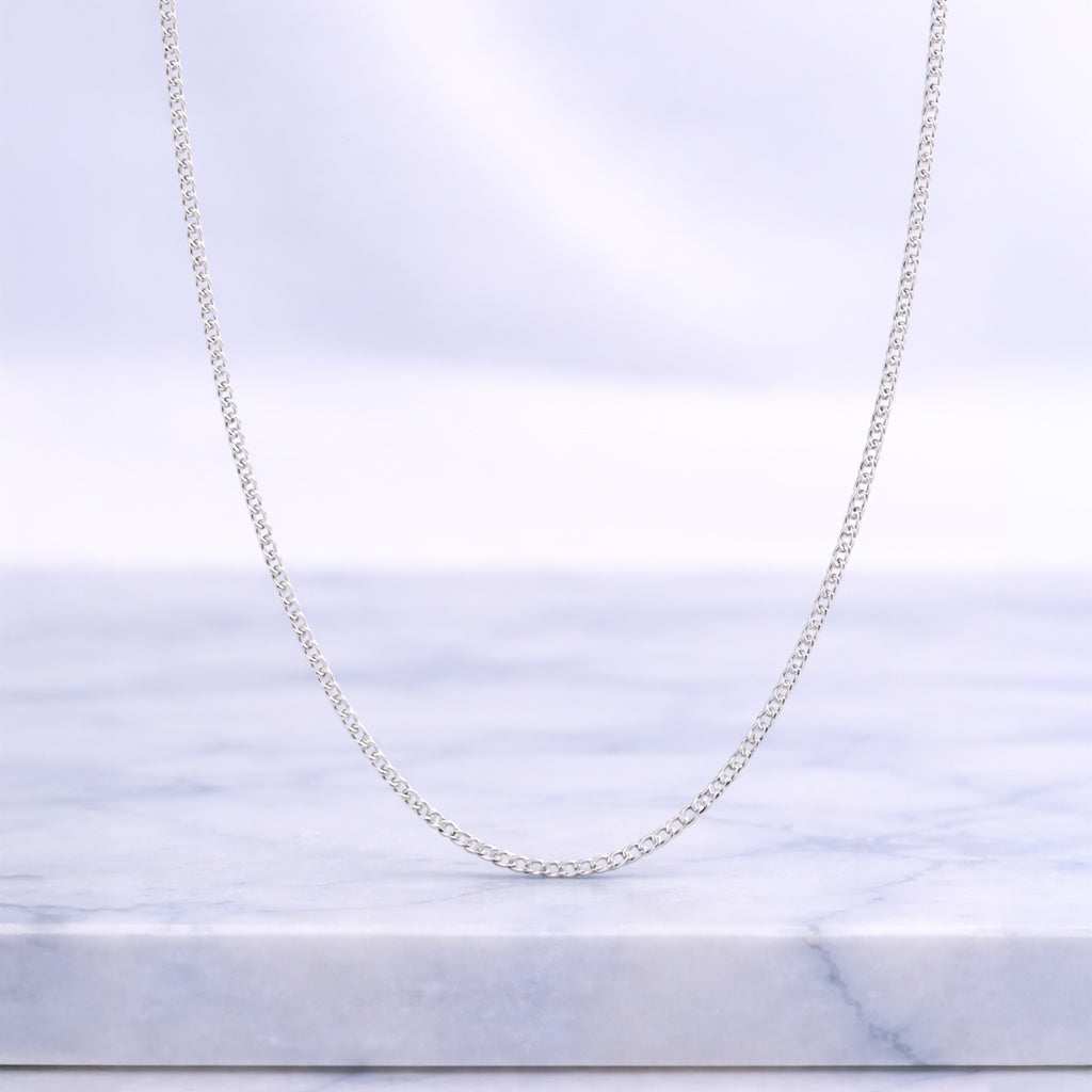 Halskette / Ankerkette aus 925 Silber, 50cm Länge - Flache Glieder