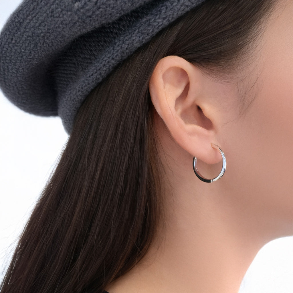 Ohrringe aus 925er Sterling-Silber, Kantige Creolen