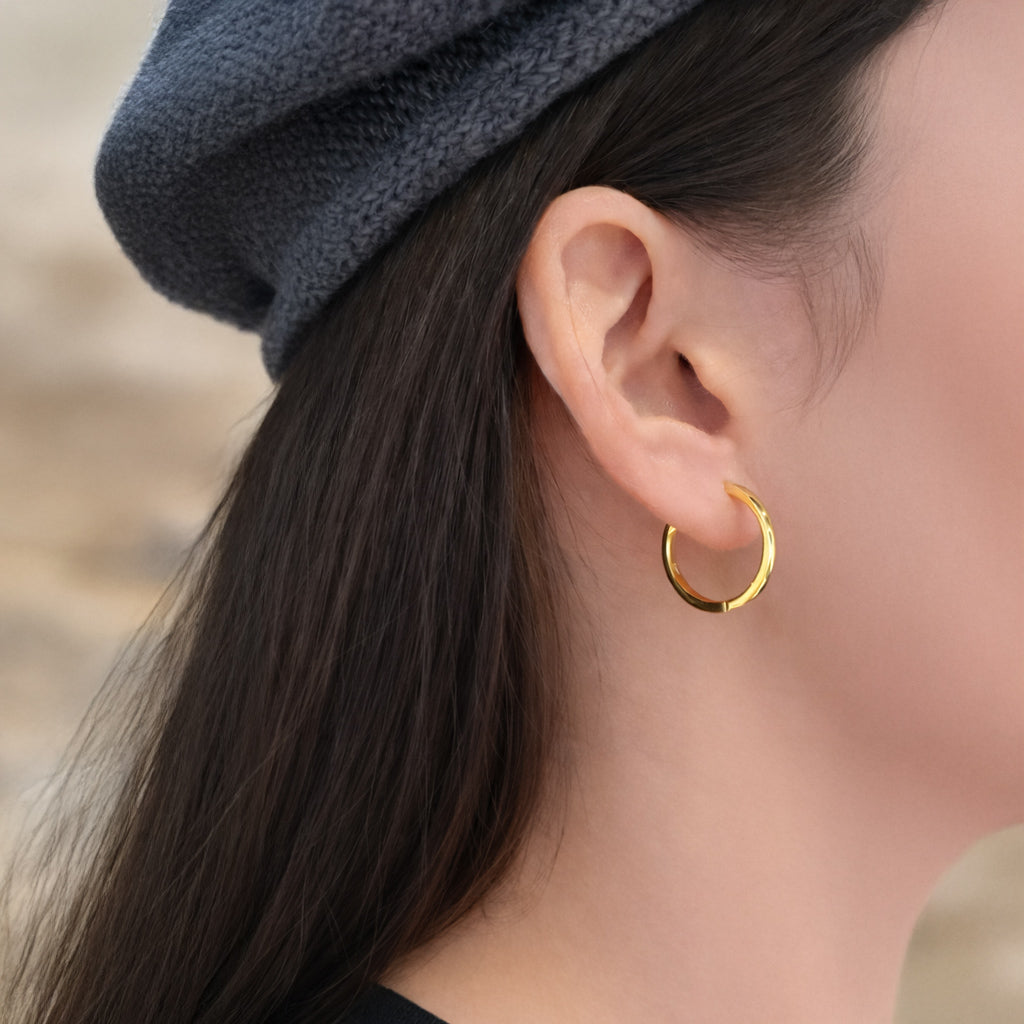 Ohrringe aus 925er Sterling-Silber, Kantige Creolen