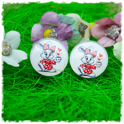 Ohrringe Hase mit roter Schleife