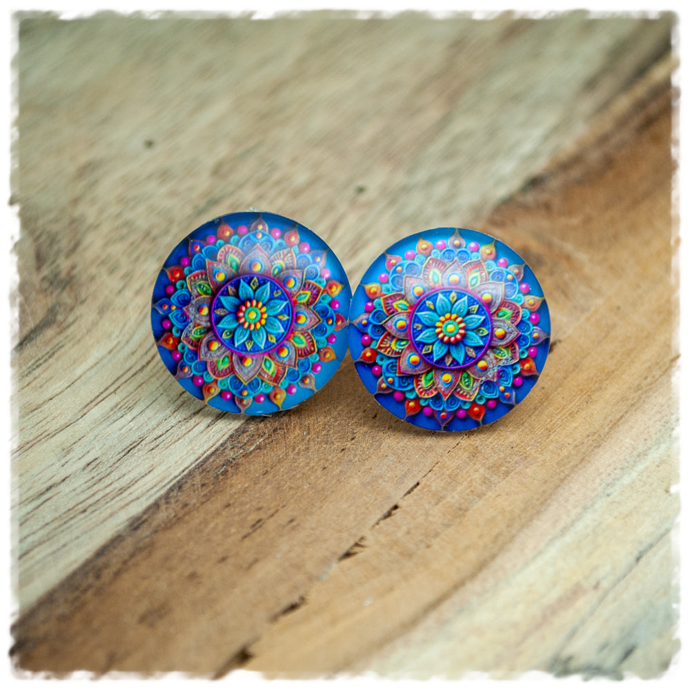 Ohrringe blau mit Mandala