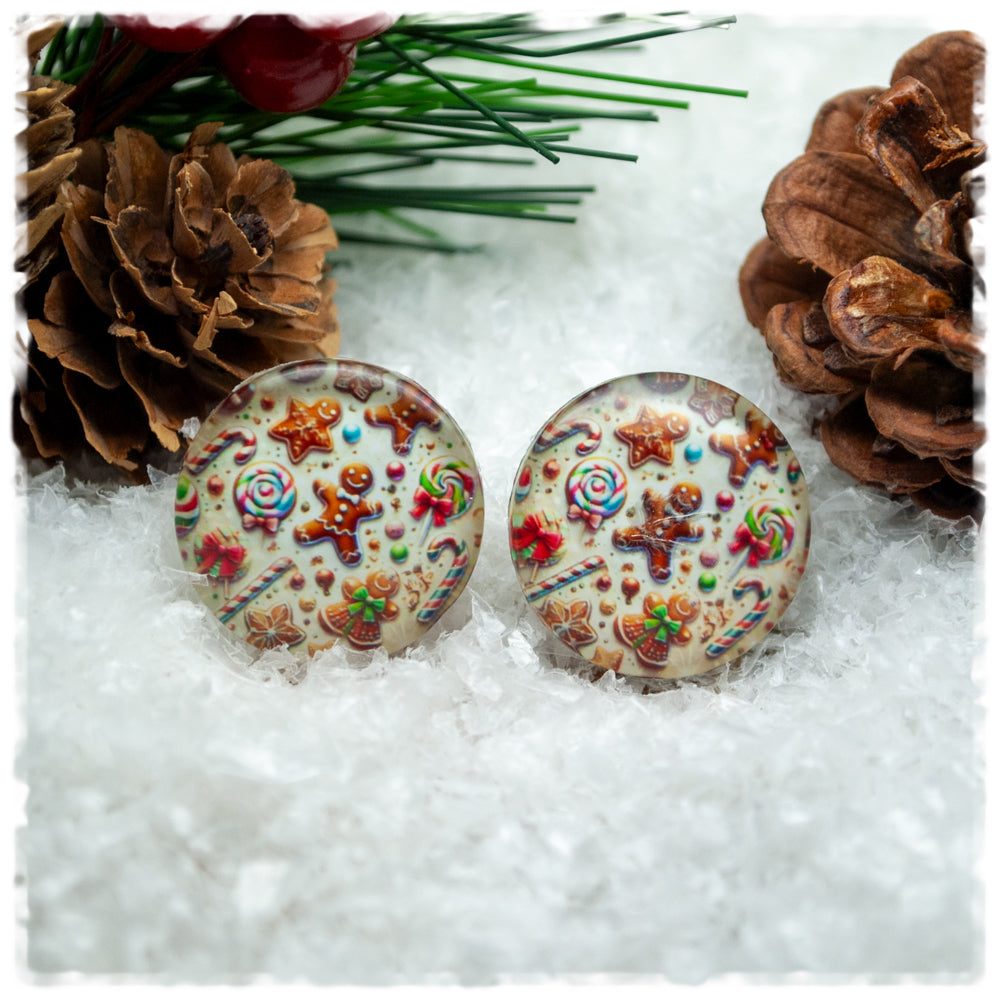 Ohrringe in 20 mm beige mit Lebkuchenfiguren