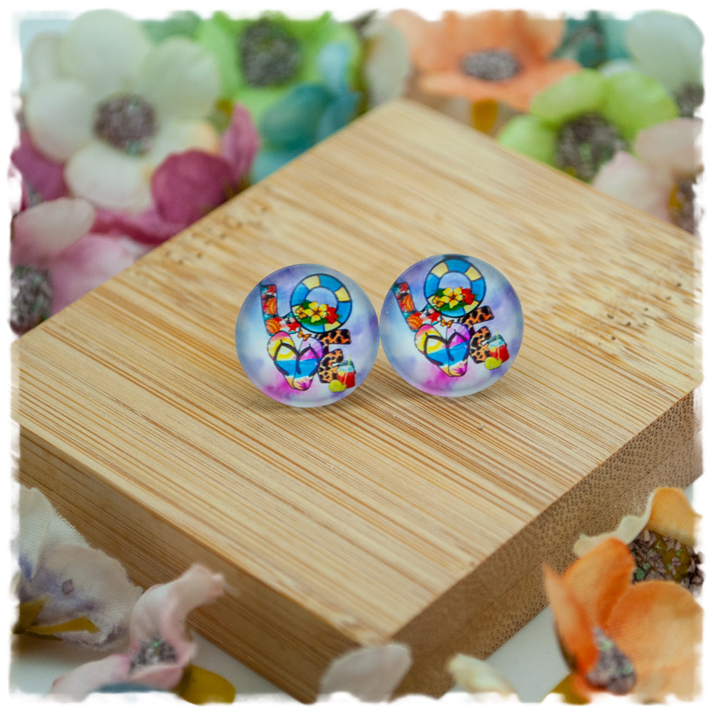 Ohrringe in 15 mm buntes LOVE - Jackelina