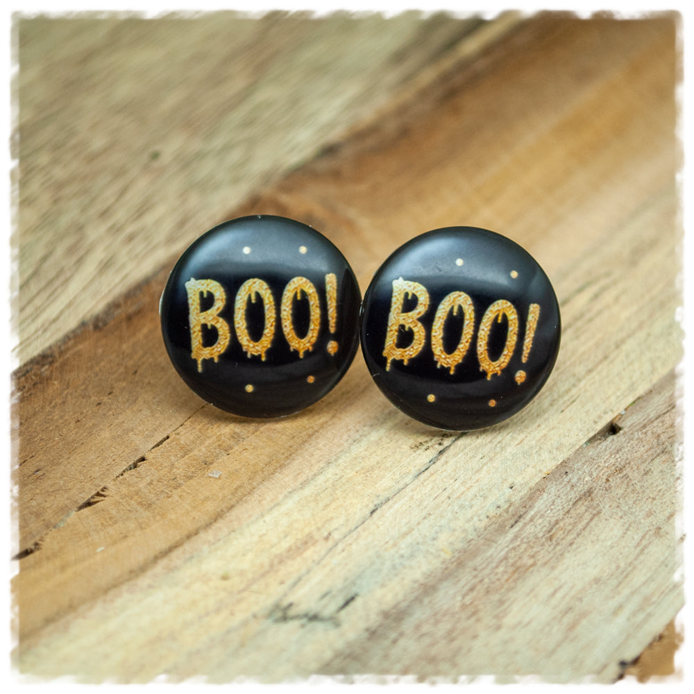 Ohrringe schwarz mit BOO!